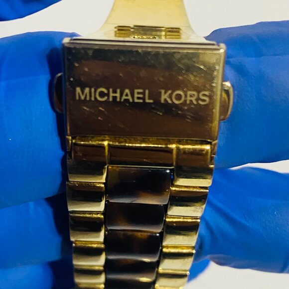 Michael Kors MK4284 Women's Runway Gold-Tone Steel Tortoise Acetate Dial - Picture 14 of 17